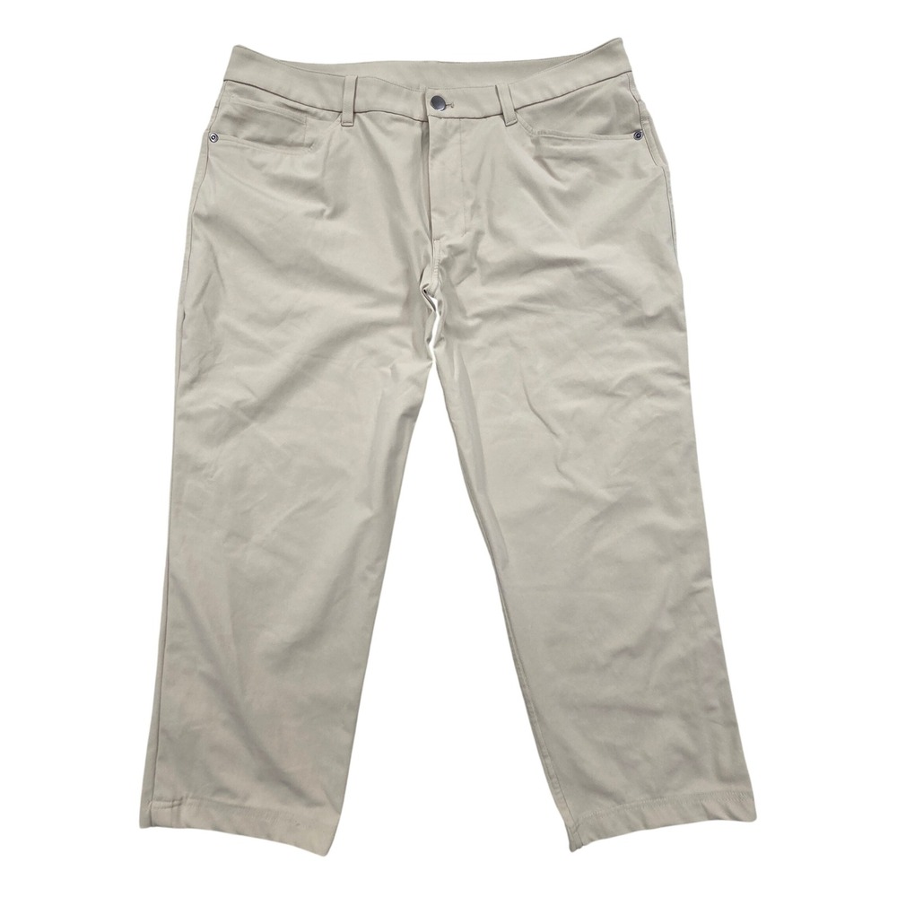 Lululemon ABC Classic-Fit Pants LM5AQGS Khaki Tan Mens 35x23 *HEMMED